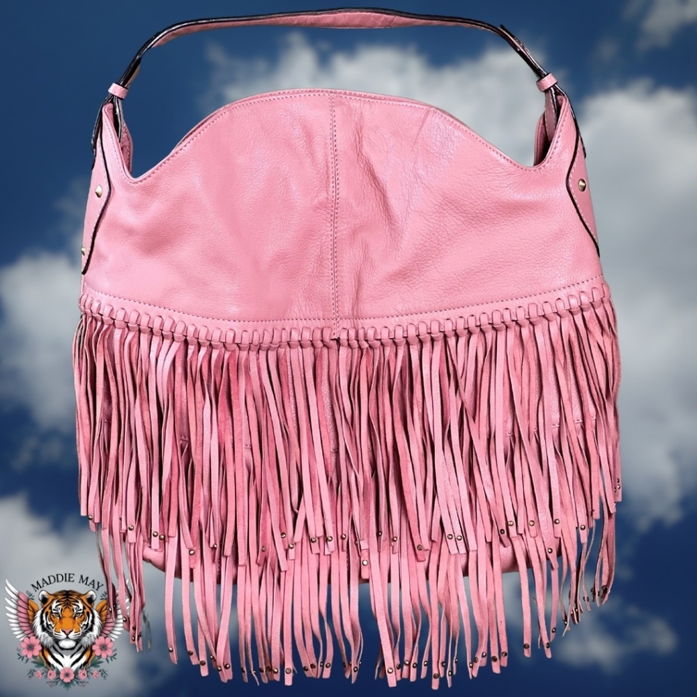 🌟orYANY: Pink Leather Fringe Hobo Shoulder Bag NWOT🌟